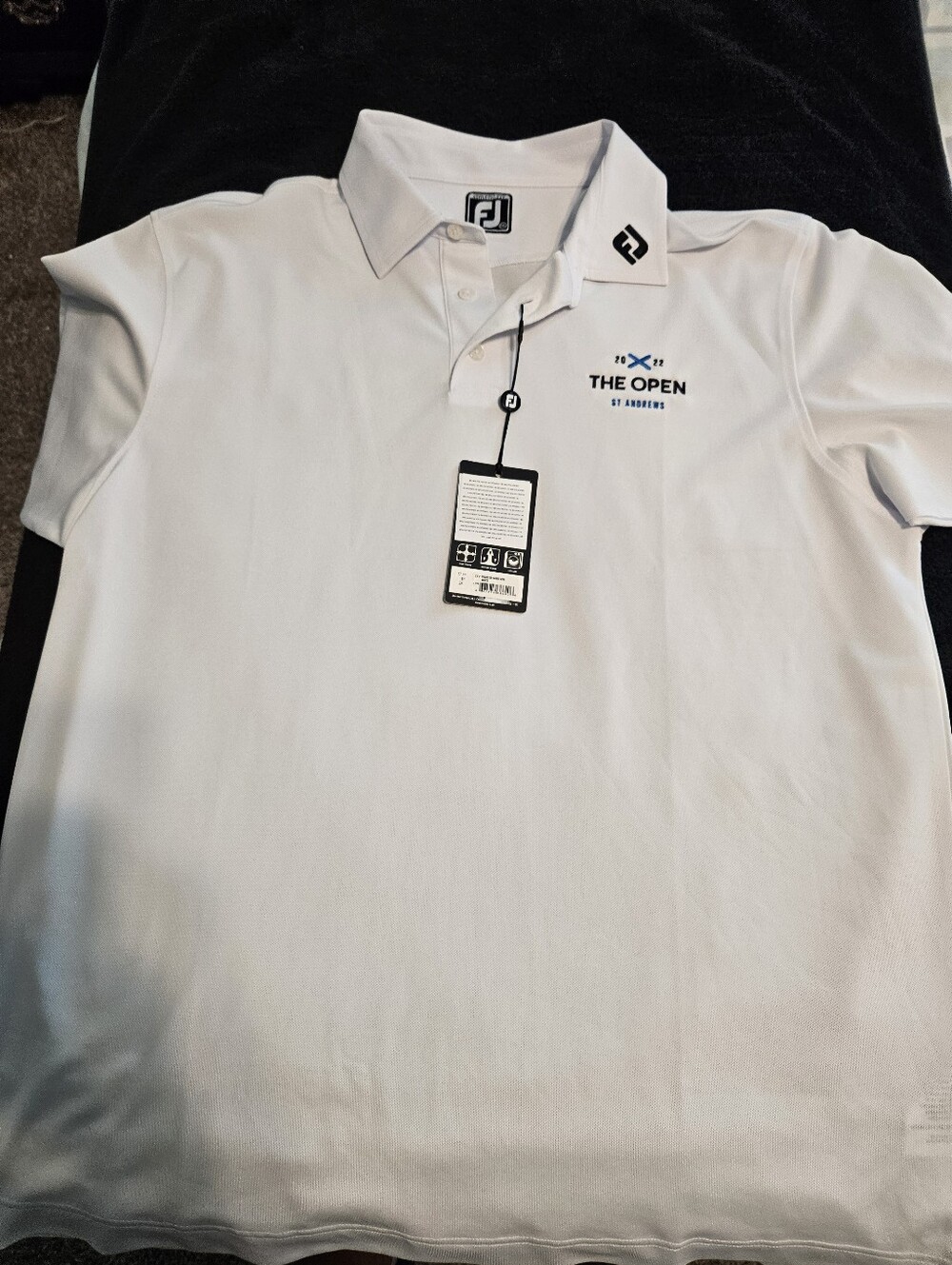 FootJoy White The Open Men's Polo with Embroidered Logo